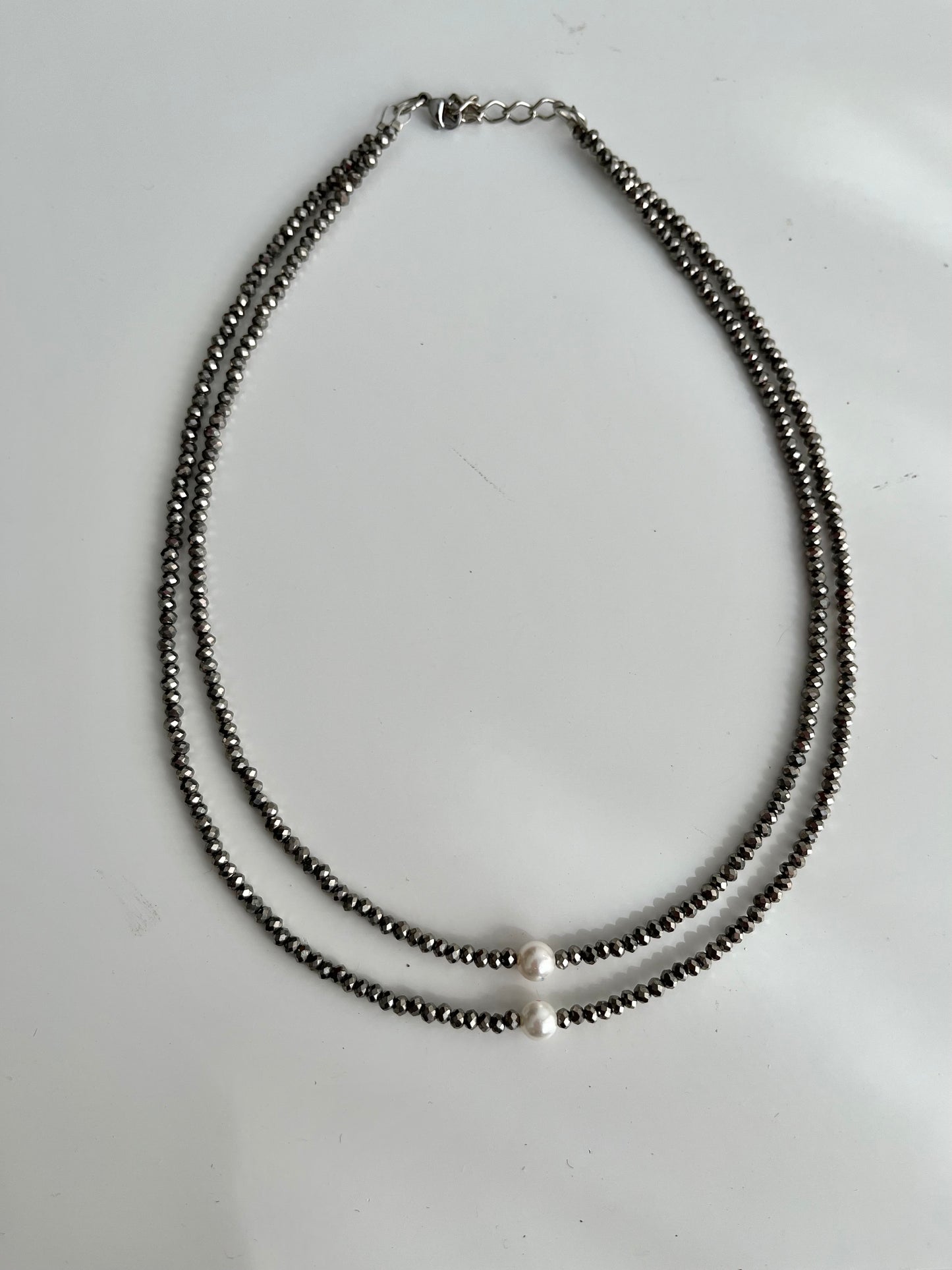 Chocker dupla cristal prata