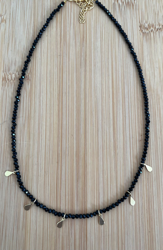 Chocker cristal preto com gotas