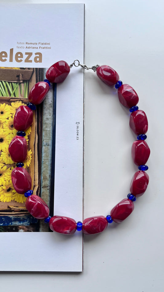 Colar Una Vermelho e Marinho