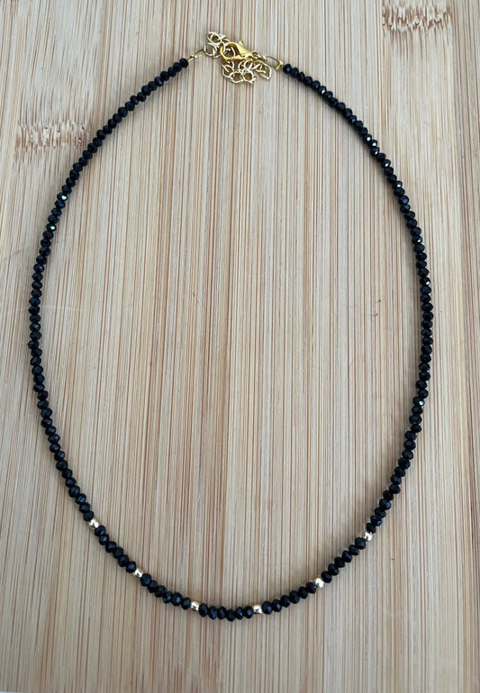 Chocker cristal preto com bolinhas